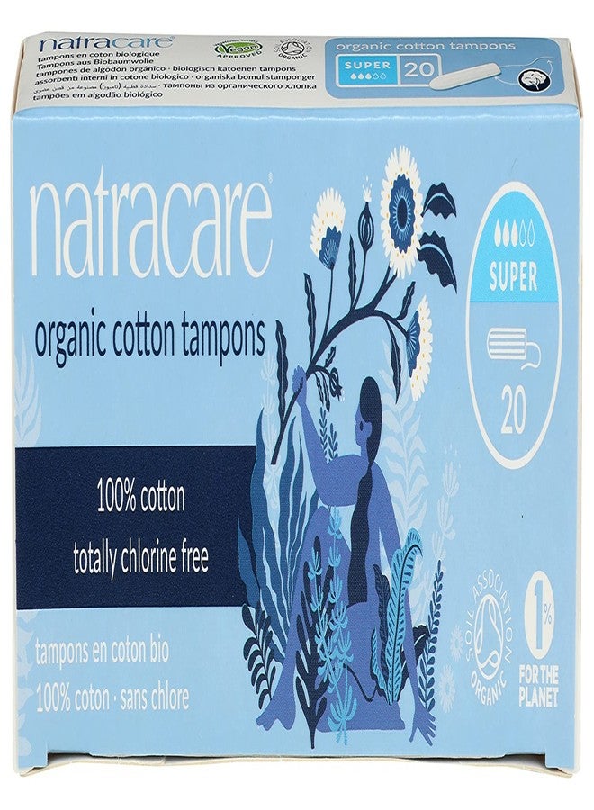 Natracare Non-Applicator 100% Organic Cotton Tampons, Super, Totally Chlorine Free, Biodegradable and Compostable (12 Pack, 240 Tampons Total) - Image 1